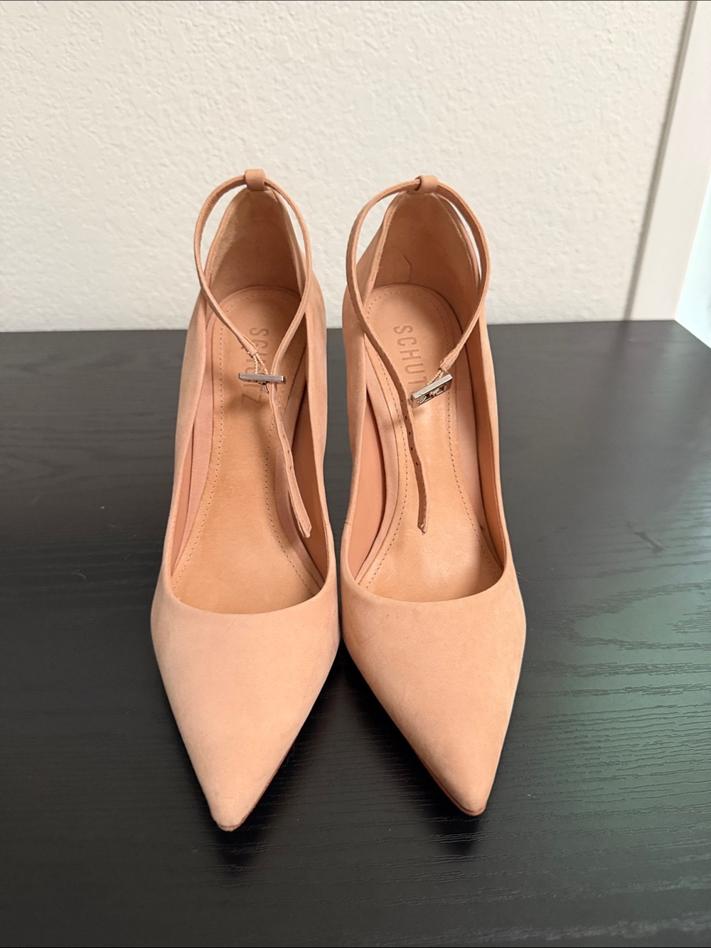 SCHUTZ Blush Pointed-Toe Ankle-Strap Pumps - Picture 2 of 4